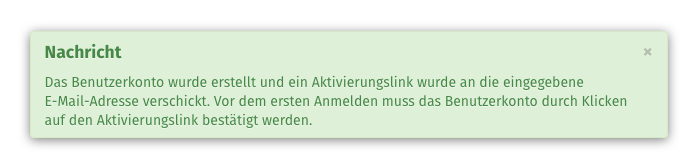 Benutzerkonto erstellt